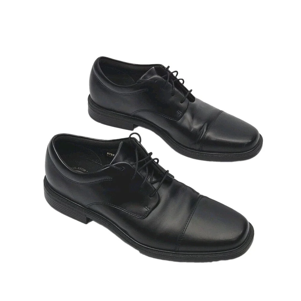 Rockport Shoe Oxford Dress Men Sz 10N Narrow Black Leather KineticAir Waterproof